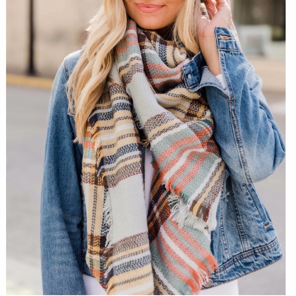 Bellanblue Accessories - CELINE plaid hello fall scarf - MUSTARD